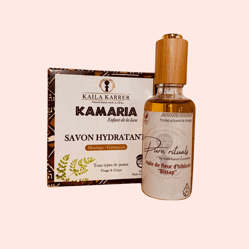 Duo Maman douceur: Huile à la fleur d'hibiscus pure rituals + Savon hydratant KAMARIA